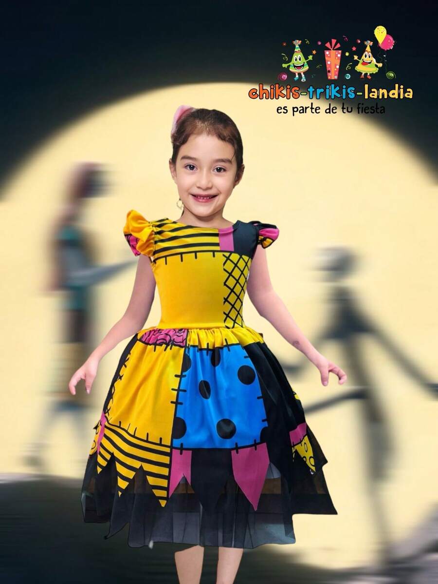 Disfraz Vestido de Niña, Compatible Sally Novia De Jack Skellington, Halloween, Cosplay - Multicolor - Ver 1