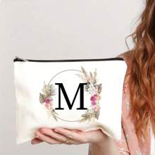 Bolsa de maquiagem com estampa floral e de letras chique de outono - Bolsa de cosméticos de lona reutilizável e moderna com grande capacidade Bolsa de armazenamento de viagem para mulheres Bolsas de grife, bolsa de cosméticos de viagem portátil personalizada com zíper, ideal para bolsa de festa de casamento e presente feminino, bolsa de papelaria escolar, presente de festa Bolsa de maquiagem para itens essenciais de viagem Bolsas de maquiagem Organizador de maquiagem Organizador de maquiagem Armazenamento de maquiagem Bolsa de maquiagem Bolsa de maquiagem - Branco - Ver 37