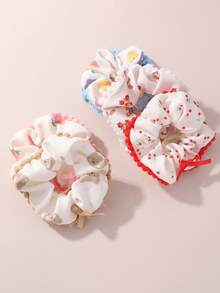 NAIZHU 1 pieza Adorable moño bicolor, coletero con estampado de flor de cerezo y oso de peluche - ZMH2477lanse - Ver 9