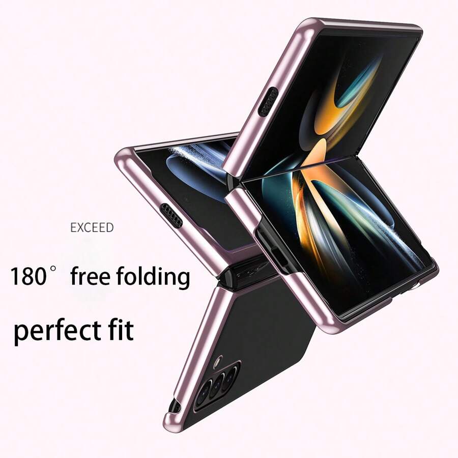 兼容三星 Galaxy Z Fold3/Fold4/Fold5/Fold6，电镀透明折叠盖，三层电镀，无缝密封，全身防摔，极简高级 - 藍色 - 查看 1