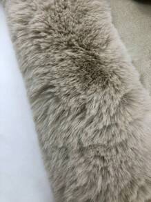 1 件大码女式蓬松领纯色斗篷开衫外套，舒适优雅