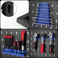 Pared de herramientas de metal, taller de pared perforada de tres partes, pared perforada para herramientas expandible con ganchos y soportes de 17 piezas, pared de herramientas para talleres 120X60X2CM - Azul - Ver 3
