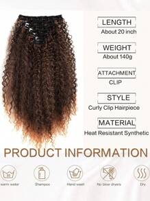女士卷曲接发 20 英寸卷发接发 女士卷曲接发 日常派对用 - 漸層棕色 - 查看 3