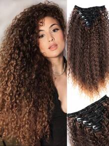 女士卷曲接发 20 英寸卷发接发 女士卷曲接发 日常派对用 - 漸層棕色 - 查看 1