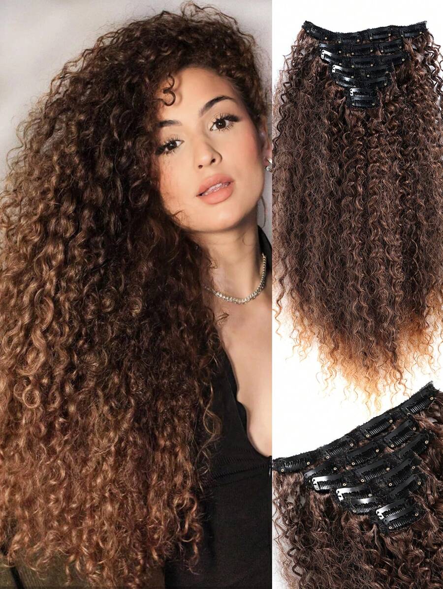 女士卷曲接发 20 英寸卷发接发 女士卷曲接发 日常派对用 - 漸層棕色 - 查看 1