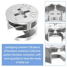 Bộ 120 đai ốc khóa cam bằng hợp kim kẽm, khóa cam cho đồ nội thất chắc chắn, kết nối khóa cam, lắp khóa cam bánh xe lệch tâm cho hầu hết các tủ đồ nội thất - Bạc - Xem 1