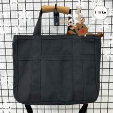 2025 Canvas Messenger Bag Mommy Bag, Shoulder Bag, Women's Simple Canvas Handbag, Multi-Pocket Mommy Bag Diaper Bag, Suitable For Halloween, Christmas Gifts, The Best Gift For Family And Friends, Large Capacity Messenger Bag, Wandering Bag Messenger Bag, Two Colors Optional - 黑色 - 查看 2