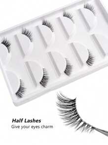 6 对半眼假睫毛，自然蓬松睫毛，猫眼睫毛，眼尾加长睫毛，适合日常佩戴，万圣节， - 眼尾拉長款 - 查看 5