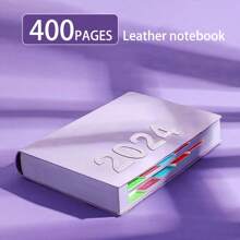 400 页 A5 复古皮革厚横线笔记本，带彩色分隔页，适合课堂笔记、商务办公、家庭日记 - A5 - 查看 6