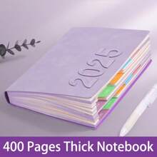 400 页 A5 复古皮革厚横线笔记本，带彩色分隔页，适合课堂笔记、商务办公、家庭日记 - A5 - 查看 5