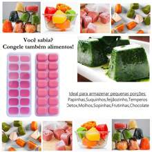 Ice Tray With Lid 3-Piece Kit Super-Resistant Silicone Base Baby Food Holder Introduction To Food - Sortido - 查看 8