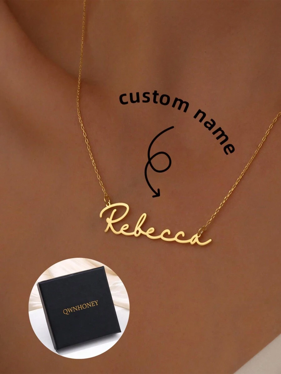1pc Customized Name Necklace, Personalized Name Necklace, Stainless Steel Necklace, Jewelry Accessory, Minimalist DIY Custom Name Gift, Suitable For Women, Birthday Jewelry Gift Gold Stylish,Fall Fashion,Vintage,Contracted,Simple,Soccer Mom,Casual,Old Money Custom,Personalized,Unique Ideal Gifts For Her Girlfriend,Mom,Family,Friends For Anniversaries,For Birthdays,For Daily Wear,For Prom,For Mother's Day,For Valentine's Day,For Graduation,For Weddings Valentines