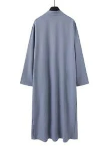 Islamic Men's Muslim Robe Spliced ​​Zipper Men's Casual Arabic Loose Casual Robe