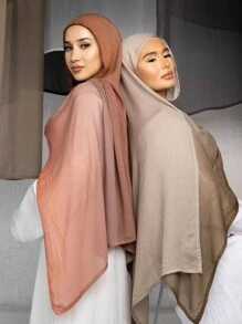 1 Pc Women Multi-Color Gradient Headscarf, Soft Modal Scarf, Versatile Elegant Fashion Wrap, Suitable For Daily Gatherings In Multiple Occasions, Scarves, Jersey Hijabs - Multicolor - View 4