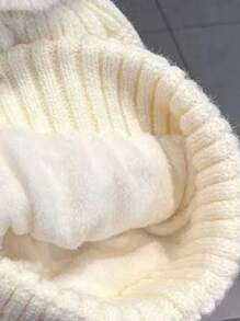 厚实柔软的M字Logo纹理针织帽，优雅休闲，保暖内衬，带毛球 - 彩色 - 查看 6