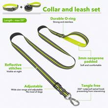 Reflective Dog Collar And Leash Set With Neoprene Padded, Heavy Duty Dog Collar With 5 Feet Dog Lead For Dog Walking - Green - View 2