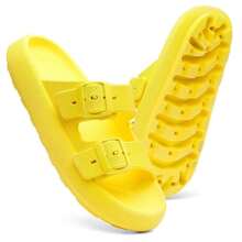 Men's Cloud Flip Flops Slide Sandal Two Straps Comfortable Birken Buckle - 黃色 - 查看 5