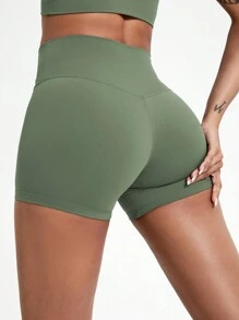 1件装瑜伽运动裤户外健身跑步训练短裤高腰透气骑行短裤