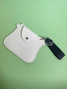 一款塑料頭牛設計多功能卡通薄款錢包，防盜防磁卡片套鑰匙扣，適合大學生日常通勤假期旅遊男女兒童紀念日情人節禮物 - 白色 - 查看 2