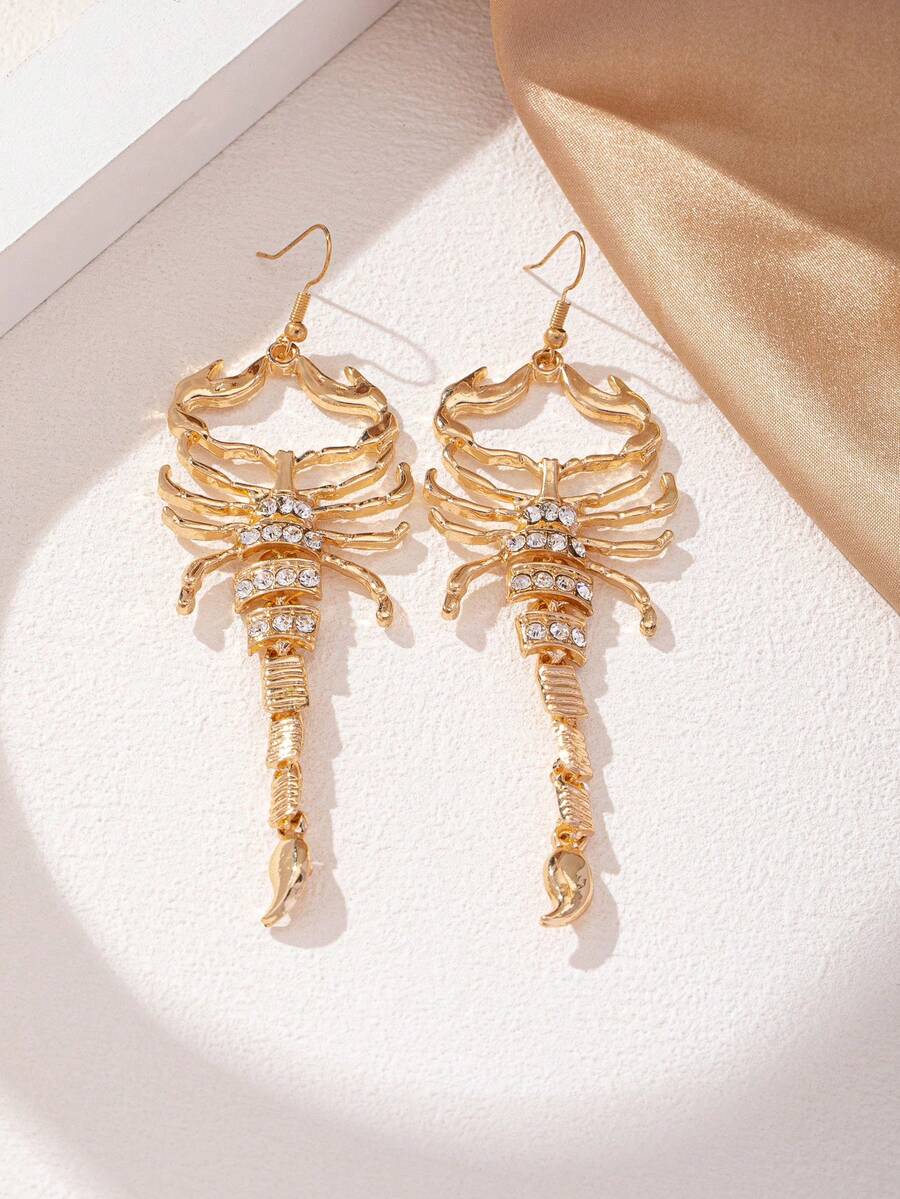 1 对欧美夸张蝎子个性万圣节昆虫耳环 - 金黃色 - 查看 1