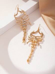 1 对欧美夸张蝎子个性万圣节昆虫耳环 - 金黃色 - 查看 2