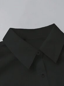Autumn And Winter Solid Drop Shoulder Autumn And Winter Split Hem Shirt For