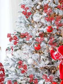 20 件/10 件 - 圣诞卷曲树花枝喷雾树枝 12 英寸装饰糖果形状棒闪光人造茎花枝装饰品适用于婚礼圣诞树花环装饰花瓶填充物，圣诞节