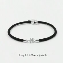 女士可调节彩色绳银色字母手链 - 銀色首字母 - 查看 2