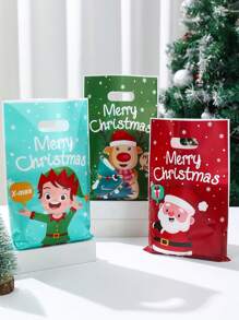 10/25/50个装圣诞混合图案礼品袋，圣诞老人、雪人和姜饼人派对礼品袋，圣诞驯鹿礼品袋，2024年圣诞礼物，圣诞装饰品，2025年新年装饰礼品包装，礼品袋，圣诞节 - 聖誕節禮物袋 - 查看 8