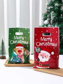 10/25/50个装圣诞混合图案礼品袋，圣诞老人、雪人和姜饼人派对礼品袋，圣诞驯鹿礼品袋，2024年圣诞礼物，圣诞装饰品，2025年新年装饰礼品包装，礼品袋，圣诞节 - 聖誕節禮物袋 - 查看 7