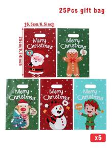 10/25/50个装圣诞混合图案礼品袋，圣诞老人、雪人和姜饼人派对礼品袋，圣诞驯鹿礼品袋，2024年圣诞礼物，圣诞装饰品，2025年新年装饰礼品包装，礼品袋，圣诞节 - 聖誕節禮物袋 - 查看 5