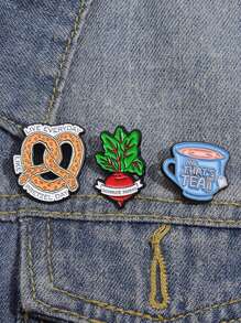 3 piezas Alfileres de esmalte con citas "Eso es té, vive cada día como el Día del Pretzel", broches, insignia para bolsa y solapa, regalo para amigos - Multicolor - Ver 3