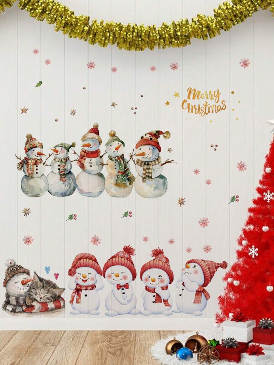 mama look 1 miếng/5 miếng Miếng dán tường hình mũ người tuyết hoạt hình, phòng ngủ phòng khách phòng học phòng khách trang trí nhà ngày lễ sơn tự dính, PVC có thể tháo rời, miếng dán, miếng dán tường, miếng dán vinyl để trang trí nhà, vật dụng trang trí mùa xuân làm mới ngôi nhà của bạn, miếng dán trang trí Rama Giáng sinh trang trí giáng sinh trang trí giáng sinh trang trí giáng sinh - Nhiều màu - Xem 1