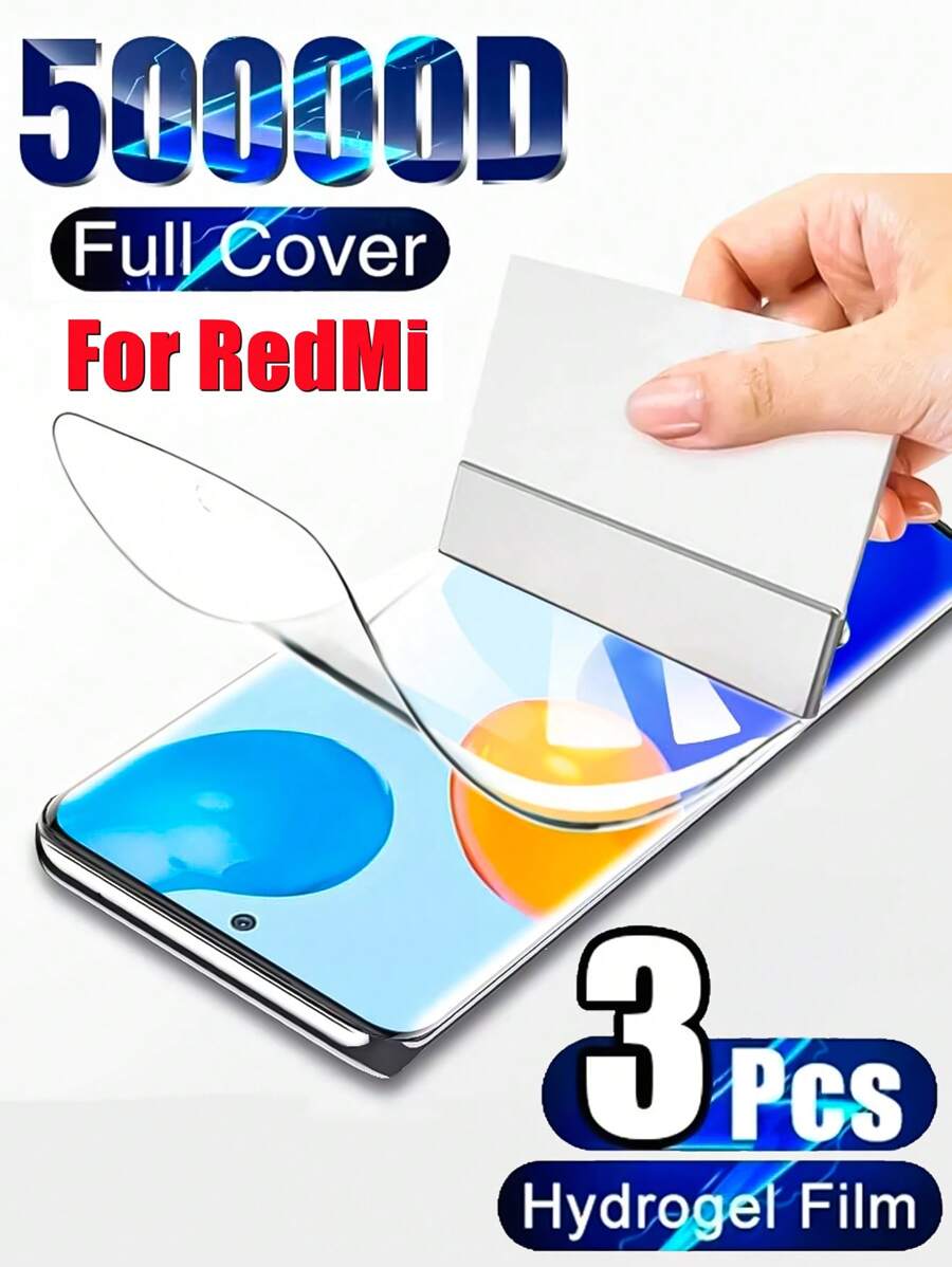 3 片装高清全覆盖软水凝胶膜防刮屏幕保护膜无气泡适用于 Redmi Note 14 13 Pro+ Pro 4G 5G 适用于小米 14 13 15 12 11 Lite Ultra Pro 防爆防刮保护膜