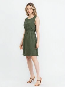JIN SER Viscose Dress - xanh quân đội - Xem 3