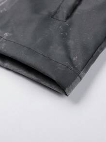 Men's Lightweight Stand Collar Full Figure Print Casual Jacket, Spring & Fall - Black - View 6