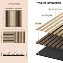 4 Pack Wood Wall Panels, 3D DIY Slat Wall Paneling, Decorative Acoustic Panels For Interior Wall, Soundproof Panels For Living Room, Bedroom, Offices