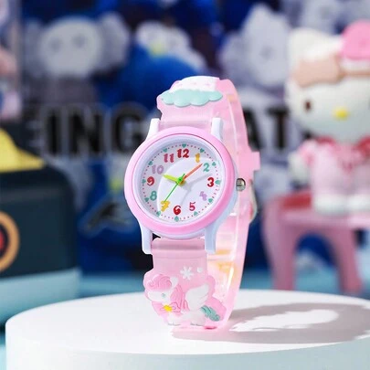 1 Đồng hồ thạch anh họa tiết kỳ lân dễ thương, Đồng hồ thể thao màu Macaron dành cho thanh thiếu niên, bé trai và bé gái, Thích hợp cho sinh nhật, Halloween, quà tặng