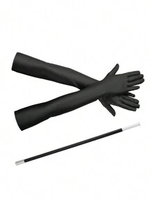D EXCEED 2 PCS 1920s Flapper Costume Accessories Set For Women Great Gatsby Long Solid Colour Gloves And Plastic Stick Stretchy Adult Size Elbow Length Halloween Gift Opera Tea Party Bridal Wedding Church Halloween Decorations Gift - Multicolor - View 16