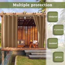 Topchances 2 Piezas Cortinas Exterior con Ojales, Protección UV Impermeable, Cortina Opaca, Cortinas Interiores y Exteriores para jardín, Patio, Pabellón - Marrón - Ver 7