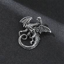 1 peça Broche em forma de ave de rapina feroz (morcego, lobo, águia) em estilo retrô dourado/prateado para terno masculino