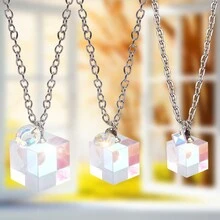 Glass Optical Prism Refraction Kaleidoscope Sunlight Catcher Cuboid Multi-Facet Pendant Necklace Decor For Window Sill Desk - AB - View 5