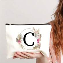Bolsa de maquiagem com estampa floral e de letras chique de outono - Bolsa de cosméticos de lona reutilizável e moderna com grande capacidade Bolsa de armazenamento de viagem para mulheres Bolsas de grife, bolsa de cosméticos de viagem portátil personalizada com zíper, ideal para bolsa de festa de casamento e presente feminino, bolsa de papelaria escolar, presente de festa Bolsa de maquiagem para itens essenciais de viagem Bolsas de maquiagem Organizador de maquiagem Organizador de maquiagem Armazenamento de maquiagem Bolsa de maquiagem Bolsa de maquiagem - Branco - Ver 28