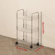 1 件多层收纳架，亚克力可拆卸落地式推车零食收纳架，适用于厨房/浴室/客厅/卧室 - 透明 - 查看 6