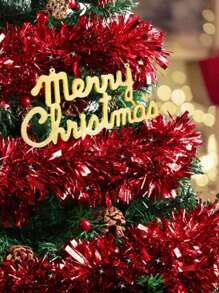 1 件/2 件圣诞金属丝花环闪亮金属金属丝扭曲花环飘带饰品长闪闪发光圣诞树悬挂装饰品适用于派对节日婚礼生日树墙轨，圣诞节 - 彩色 - 查看 2