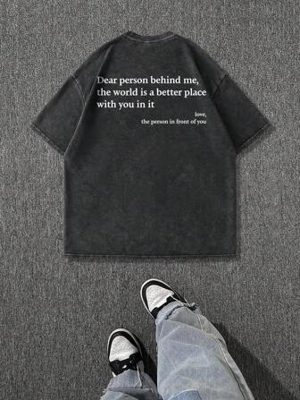 Män överdimensionerad bekymrad grafisk t-shirt