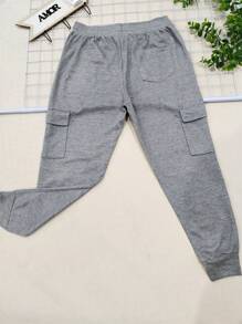 Men's Elastic Skinny Slim Sport Cargo Pants Imported - Màu Xám nhạt - Xem 4