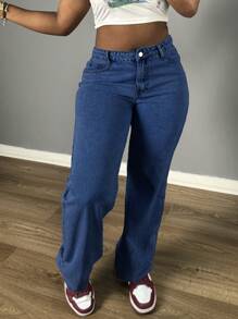Women's Pocket Straight Loose Casual Versatile Jeans - Dark Wash - View 4