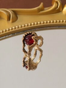 复古 Mireille 珠宝套装包括耳环、戒指、项链，仿古饰面，电镀 - 做舊金 - 查看 9