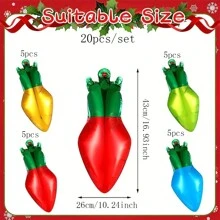 8pcs/20pcs Set Of Ins Christmas Light Bulbs, Balloons, Shopping Malls, Bar Windows, Birthday Party Decorations, Decorations, Photography Props